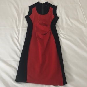 Red and Black Long Form Fitting Dress
